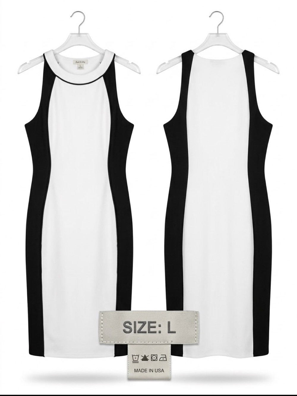 Sleeveless Black and White Colorblock Mini Dress